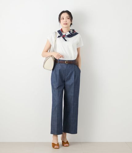スラブシャンブレー タックワイドパンツ(51315251-2025