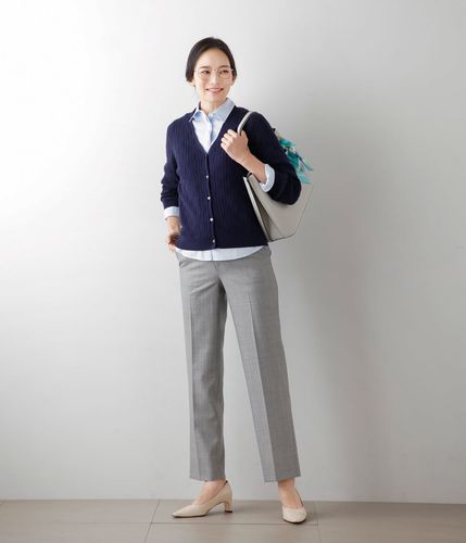 ウールシルクチェンジヘリンボーン ストレートパンツ(51322311