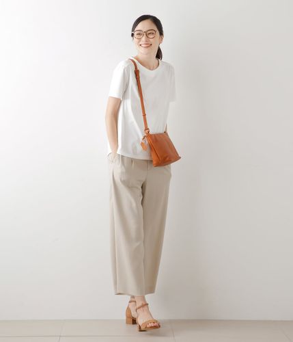 新品同様　ルネ　リネンライク　ガウチョパンツ サイドポケット付き リネンライククロス タックガウチョパンツ