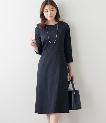 絹製品（ポウセ） L】ポリエステルソフトクロス 7分袖ボウタイ風ワンピース(54443155