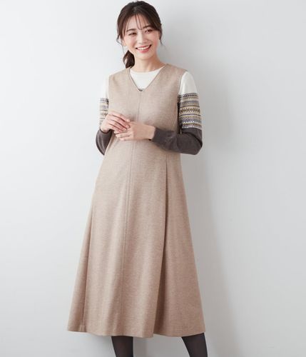 【極美品】2024 ビアズリー カラーネップジャンパースカート ブラウン 1 BEARDSLEY（ビアズリー）の「カラーネップジャンパースカート