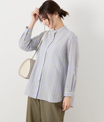 【美品】NEWYORKER✨️ドットシャツブラウス長袖11号Mグレー ドットドビー クレリックカラーシャツ(51615214-2025)｜ファッション