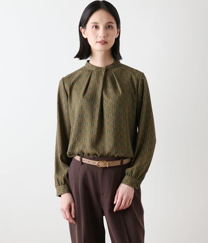 ビオラフラワープリント フロントフリルブラウス(51616172-2025