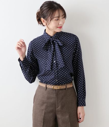 L】シェブロンプリント タックブラウス(54622112-2024)｜ファッション