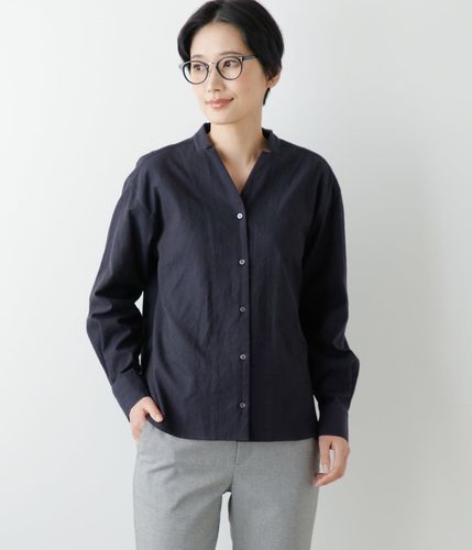 コットンワッシャーピケ 刻み衿シャツ(51619210-2023