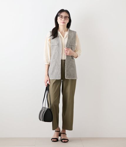 シアードライボイル スキッパーギャザー7分袖ブラウス(51645272-2025