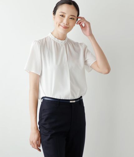 FENNEL ブラウス 半袖 L〜XL相当 白 フリル ゆったりシルエット FENNEL ブラウス 半袖 L〜XL相当 白 フリル ゆったりシルエット