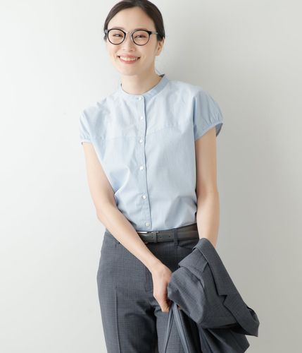 ☆BEIGE.☆サマーブラウス　フレンチスリーブ　32 新品 SUIT SQUARE レディース Vネック ドレープ ブラウス 半袖