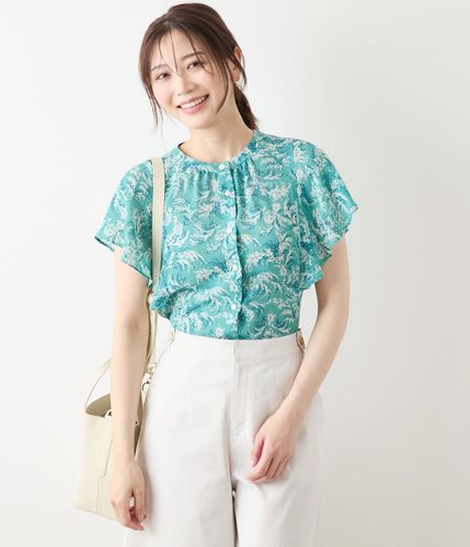 リーフプリントブラウス セール】 【洗える】シャドーリーフ プリント ブラウス （シャツ