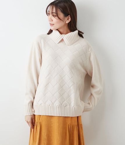 千鳥柄ダブルジャカード ハイネックプルオーバー(51716660-2025