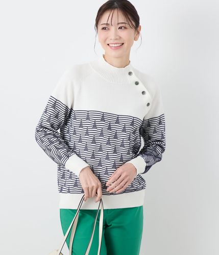 千鳥柄ダブルジャカード ハイネックプルオーバー(51716660-2025
