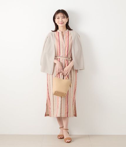 ひよりページ 和紙ポリエステル ホールガーメント(R) 着流し7分袖カーディガン