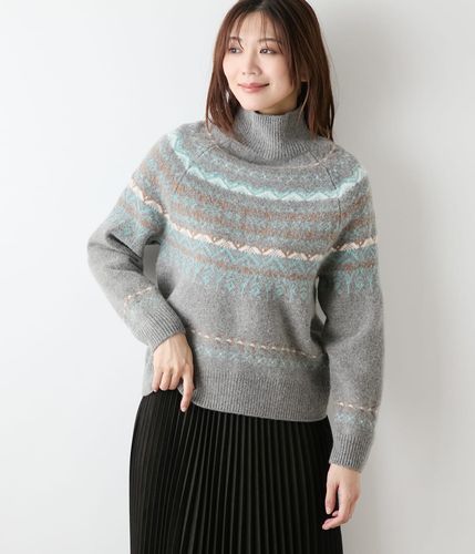 千鳥柄ダブルジャカード ハイネックプルオーバー(51716660-2025