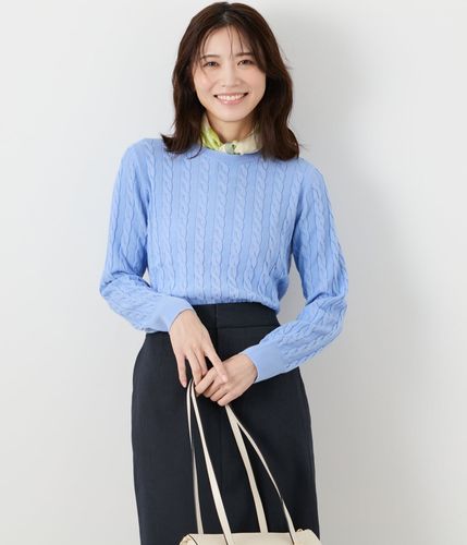 手洗い可能】ハイツイストシルクレーヨン総針 袖プリーツニットプル