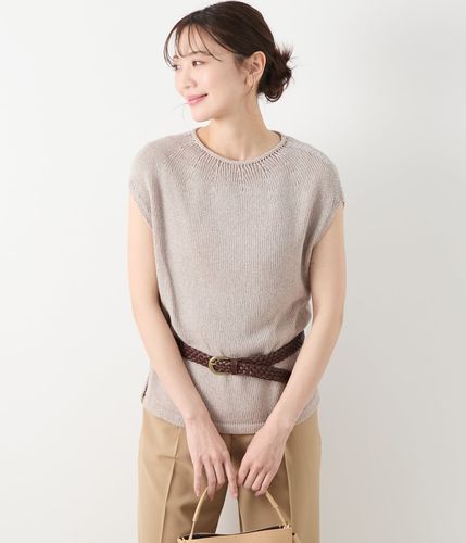 リネンライクワッフル Vネックノースリーブプルオーバー(51725660-2025