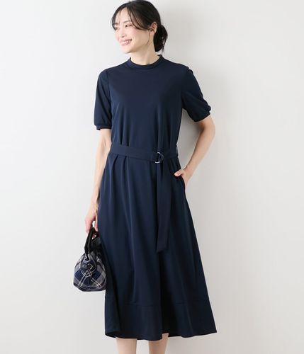 L】ポリエステルソフトクロス 7分袖ボウタイ風ワンピース(54443155