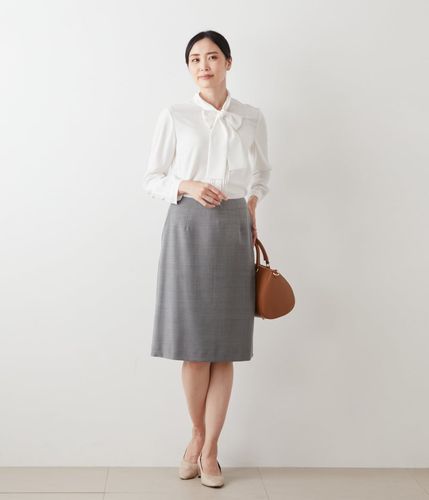 CELINE ロング・マキシ丈スカート グレー 4601825M0118 L】グレンチェック Aラインスカート(54215310-2025