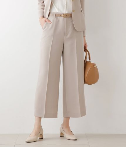 ウォッシャブル】ウォッシャブルWジョーゼット クロップドワイドパンツ