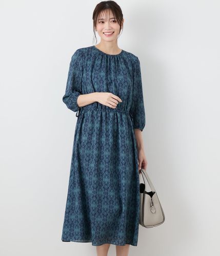 L】ポリエステルソフトクロス 7分袖ボウタイ風ワンピース(54443155