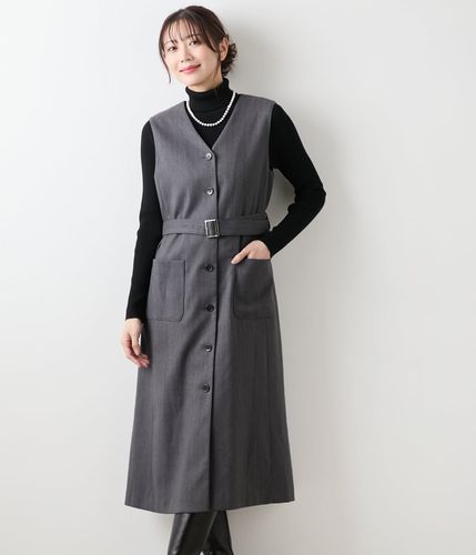 L】ライトツィード Vネックジャンパースカート(54483265-2024