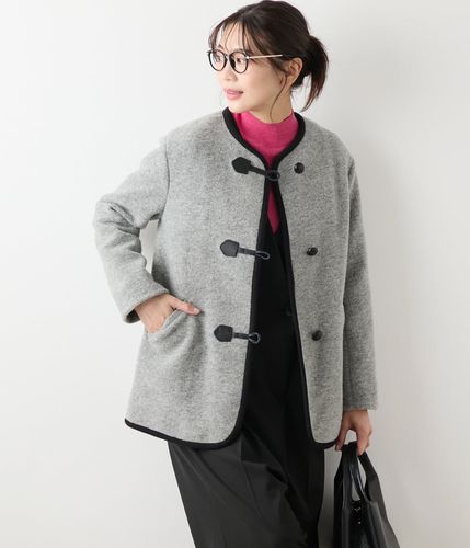 スライバーニット ノーカラーダッフルコート(51556250-2025