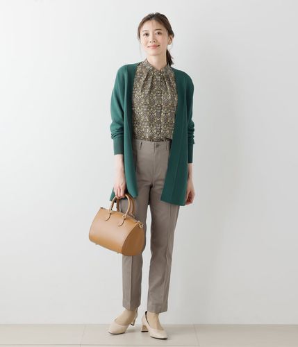 L】リバティ ヴァイン・シーフ スタンドカラー7分袖ブラウス