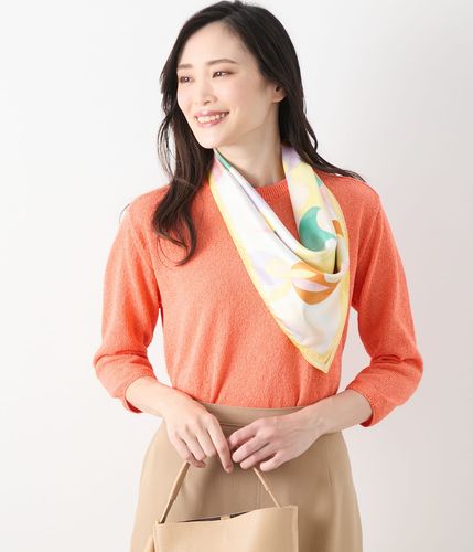 和紙ポリエステル クルーネック7分袖プルオーバー(51725622-2025