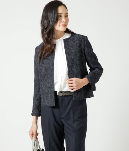 【NEW YORKER】チャコールグレー ジャケット NEWYORKER｜ウールシルクピンヘッド ノッチドラペル2釦