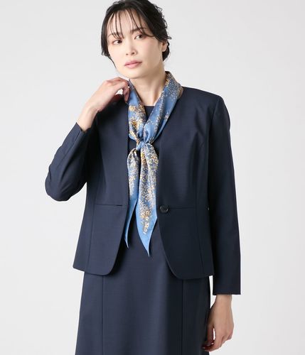 新品！shellerノーカラージャケット ライトサッカー ノーカラージャケット ネイビー【AOKI公式通販】