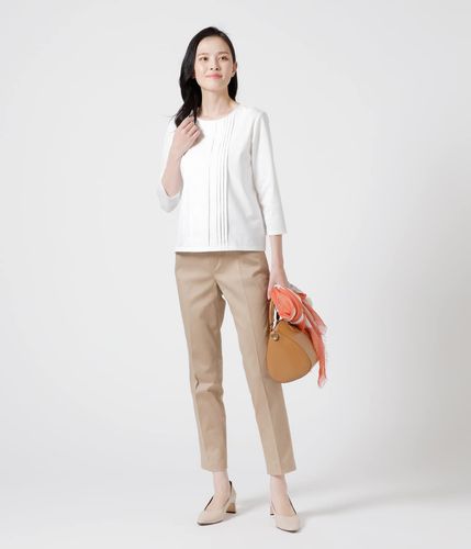 ニューヨーカー　ストレッチサテン センタープレステーパードパンツ　サイズ11 NEWYORKER L-SIZE｜【L】ストレッチサテン センタープレス