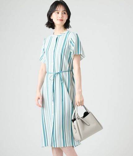 LEONARD ターコイズ フラワーワンピース 半袖 tifana_1-240001106678