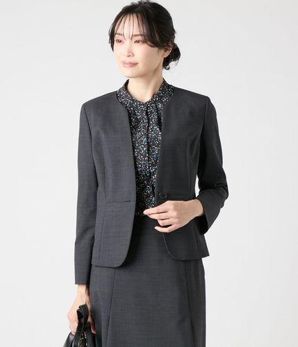 マイクロ千鳥 ノーカラー1釦ジャケット(71125401-2025)｜ファッション