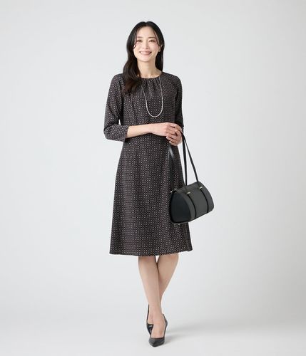 ☆美品☆フォクシー　七分袖フリンジワンピース　裏地レース　エレガンス系　ブラック FOXEY 美品 フォクシー サイドベルト プリーツ ワンピース