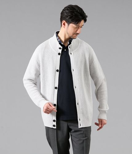 ウォッシャブル】モックネック スタンドジップアップ カーディガン