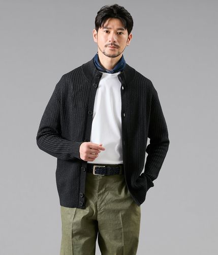 カシミヤ混 ケーブル スタンドカラーカーディガン(11536528-2025