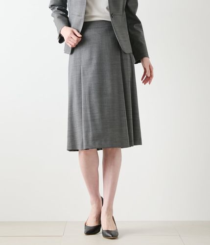 L】ウールシルクピンヘッド タックスカート(84216911-2025