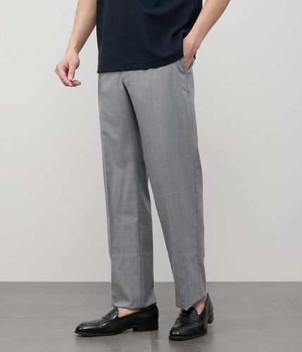 ストレッチ】梳毛フランネル ソリッド ソフトテーパードスラックス