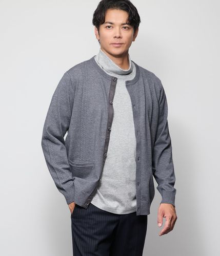 ウォッシャブル】編み柄襟付き カーディガン(11536523-2025