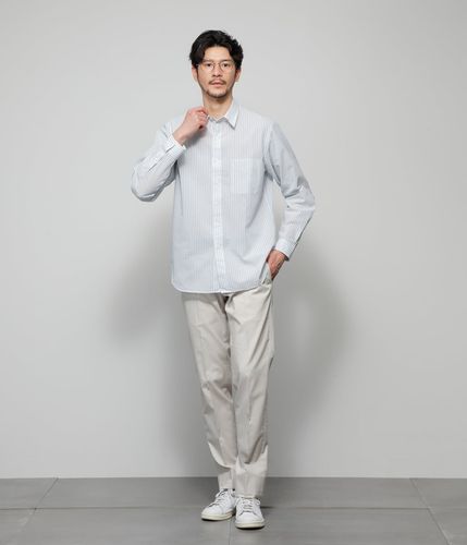 UCT】ライトグリーンストライプ 長袖ボックスシルエットシャツ