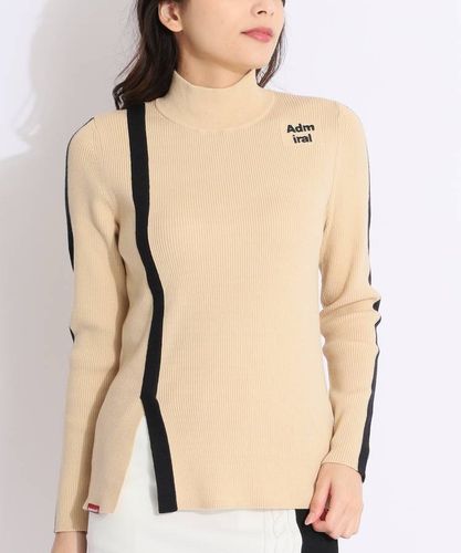 パーリーゲイツ PG サイドロゴ切替チェック柄ハイネックニット