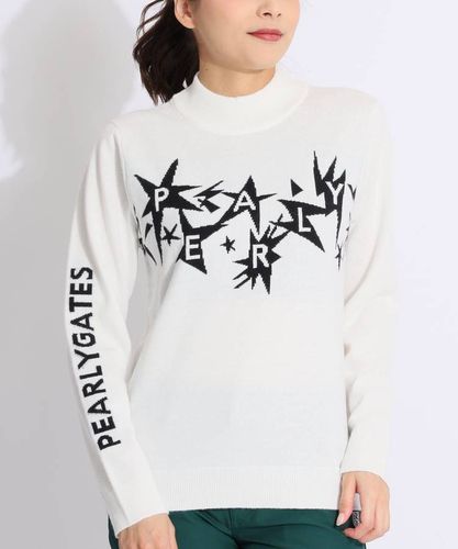 パーリーゲイツ PG サイドロゴ切替チェック柄ハイネックニット