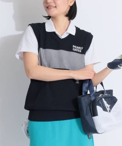 パーリーゲイツ ゴルフ 吸汗速乾 Vネック ニットベスト ウェア 定2.5万 5 PEARLY GATES (パーリーゲイツ) ゴルフウェア(トップス) メンズ SIZE L