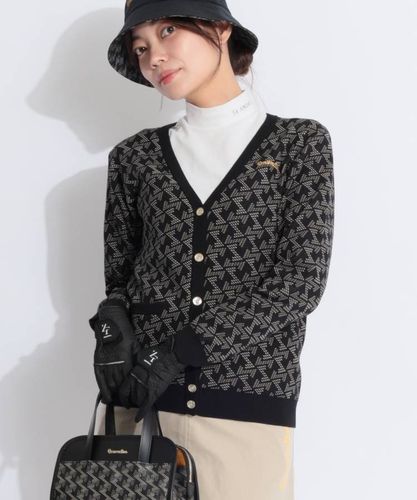 デサントゴルフ モノグラムロゴジャカードニットカーディガン　　新品未使用 デサントゴルフ DE モノグラムロゴジャカードニットカーディガン