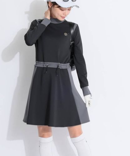 ダンスウィズドラゴン DD フード付き裏起毛ロゴテープワンピース