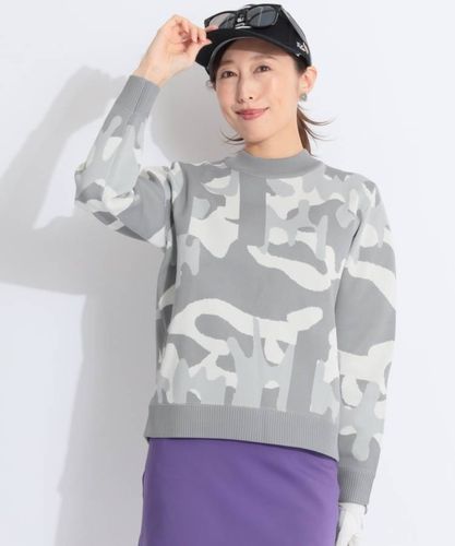 マスターバニー MB ジャガード総柄ロゴクルーネックニット レディース