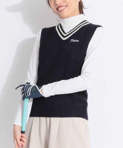 テーラーメイドゴルフ TG 【保温ストレッチ】配色切替Vネックニット