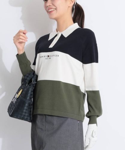 トミーヒルフィガーゴルフ TH 総ロゴボトルネックシャギーニット