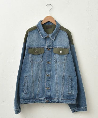 【MICALLE MICALLE】異素材切り替えブルゾン　ブラック MICALLE MICALLE】異素材切り替えブルゾン ブラック MICALLE