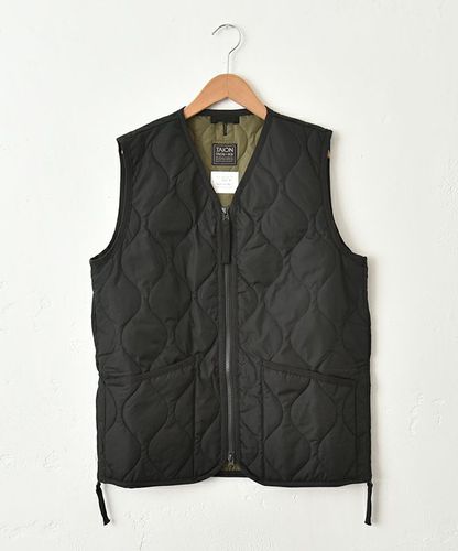 TAION｜ミリタリーVネック Wジップダウンベスト [[TAION-001ALSZML-1