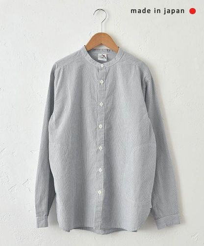 her.｜コットンリネンストライプバンドカラーシャツ [[CE3SH260405B 